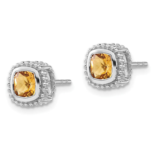 Shop Exclusive 14K White Gold Cushion-Cut Citrine Earrings - Stylish Value!