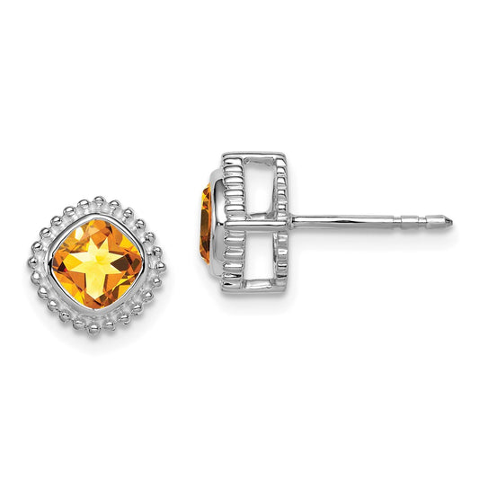 Shop Exclusive 14K White Gold Cushion-Cut Citrine Earrings - Stylish Value!