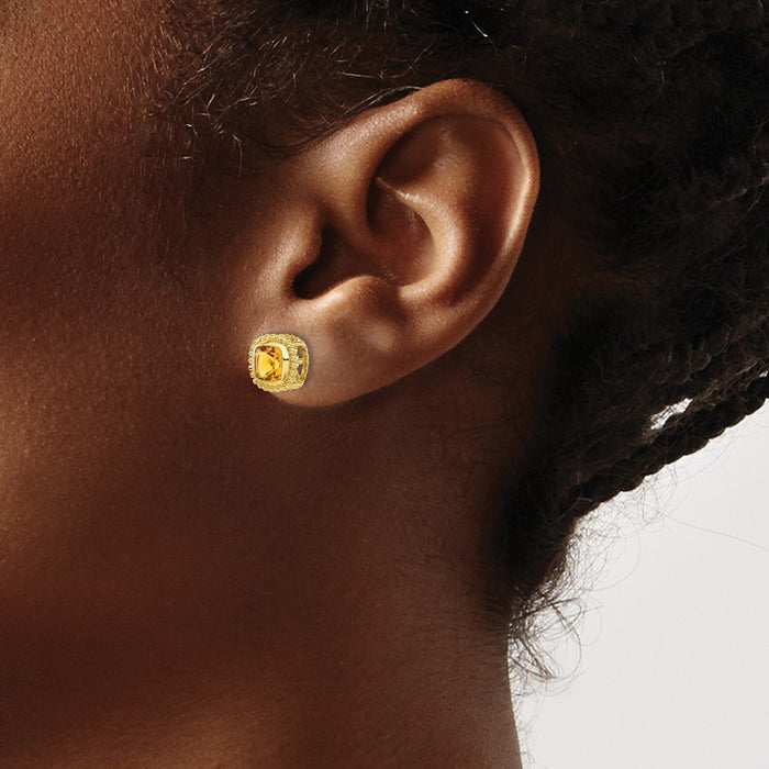 Shop Exclusive 14K Gold Cushion-Cut Citrine Earrings - Stylish & Affordable!-3