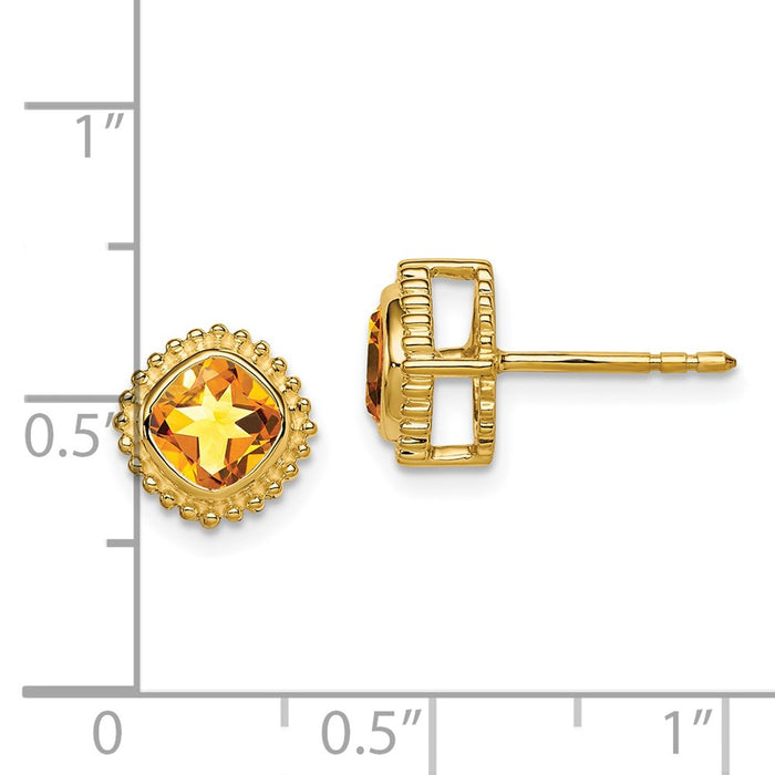 Shop Exclusive 14K Gold Cushion-Cut Citrine Earrings - Stylish & Affordable!-4