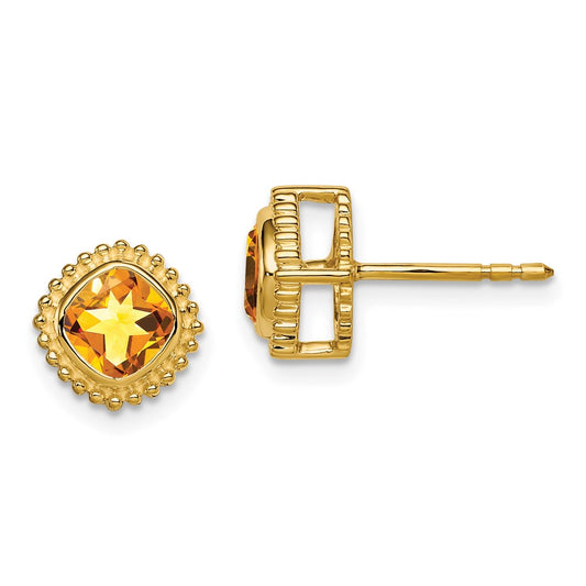 Shop Exclusive 14K Gold Cushion-Cut Citrine Earrings - Stylish & Affordable!
