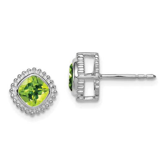 High-Quality 14K White Gold Cushion-Cut Peridot Earrings | Stylish Value Gift