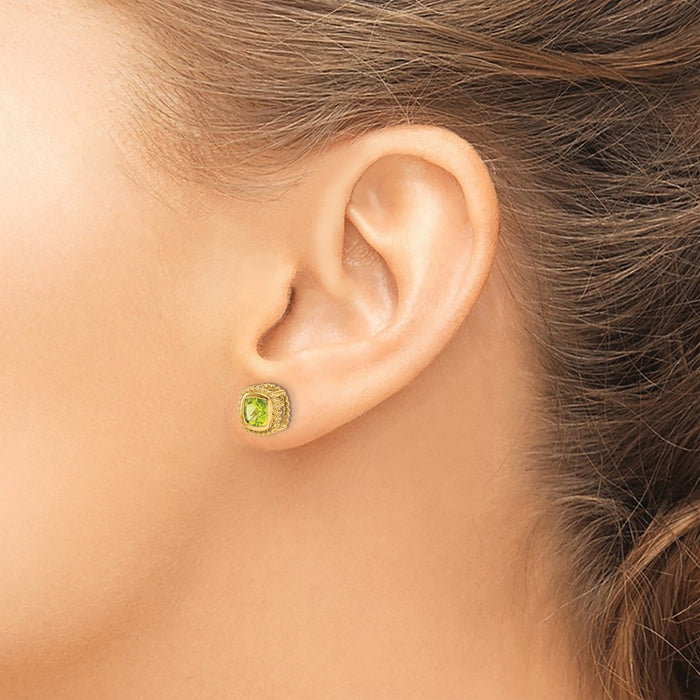 Shop Stylish 14K Gold Cushion Cut Peridot Earrings - .85mm, Affordable Luxury-3