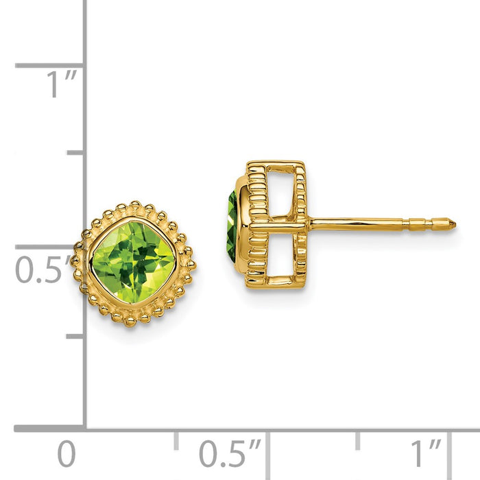 Shop Stylish 14K Gold Cushion Cut Peridot Earrings - .85mm, Affordable Luxury-4