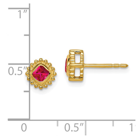 High-Quality 14K Gold Cushion-Cut Ruby Earrings | Stylish Luxury at Great Price