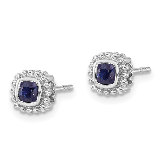 High-Quality 14K White Gold Cushion-Cut Sapphire Earrings - Stylish Value!