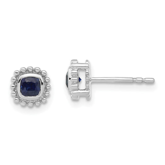 High-Quality 14K White Gold Cushion-Cut Sapphire Earrings - Stylish Value!
