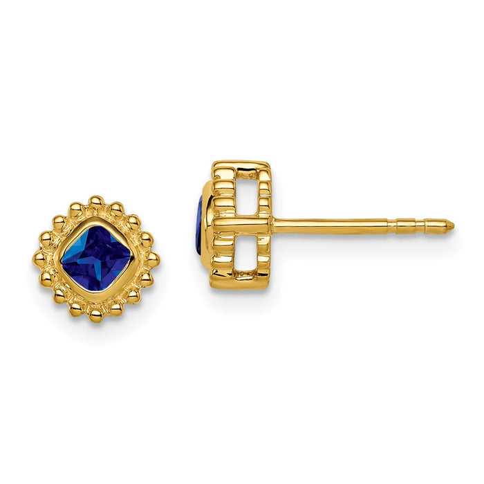 Buy Stylish 14K Gold Cushion-Cut Sapphire Earrings - Luxury Design, Affordable Price-1