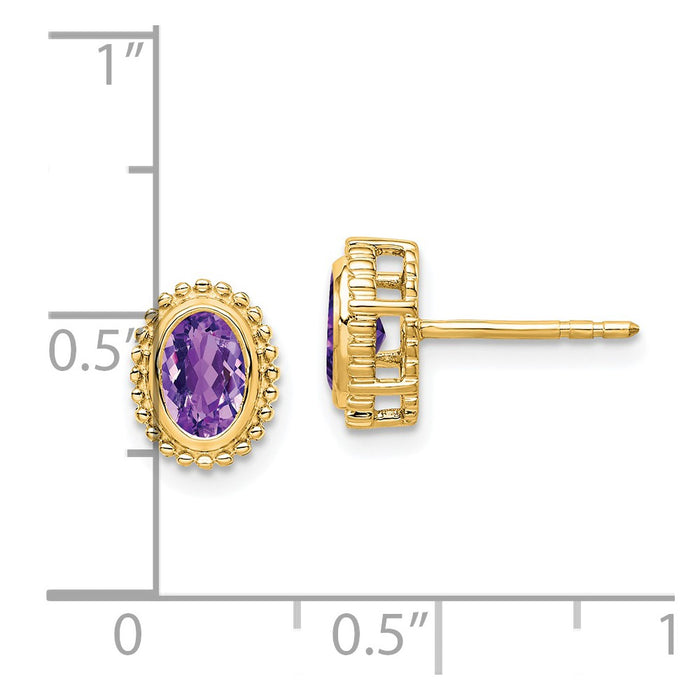 Shop Stylish 14K Gold Oval Amethyst Stud Earrings - Affordable Luxury Value!-4