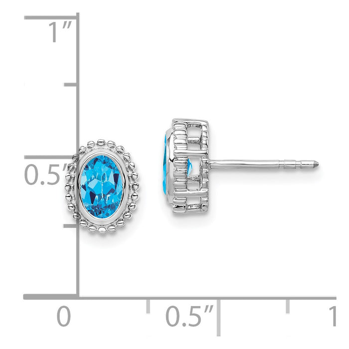 Buy Stylish 14K White Gold Oval Blue Topaz Stud Earrings - 6mm, Value Price!-4