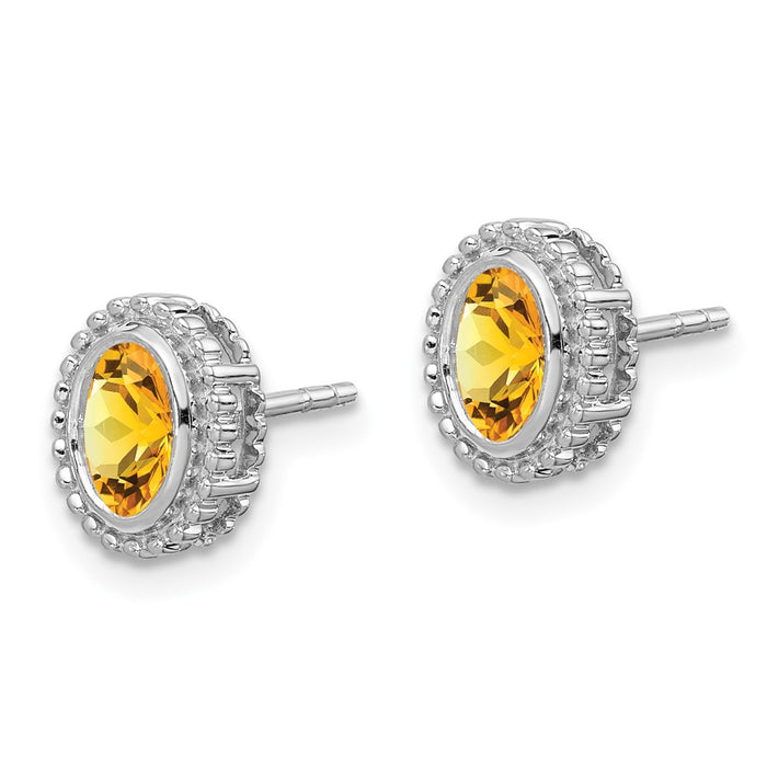Buy Stylish 14K White Gold Oval Citrine Stud Earrings - Affordable Luxury-2