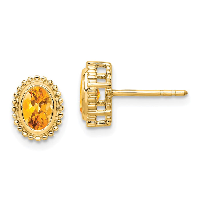 Shop Exclusive 14K Gold Oval Citrine Stud Earrings - Stylish & Affordable Luxury-1