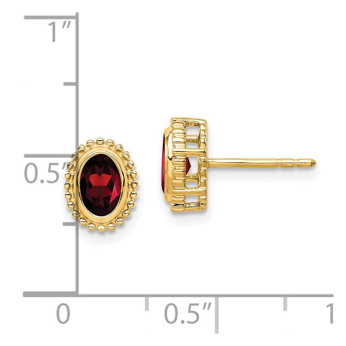 Buy Stylish 14K Gold Oval Garnet Stud Earrings - Luxury Look, Affordable Price-4