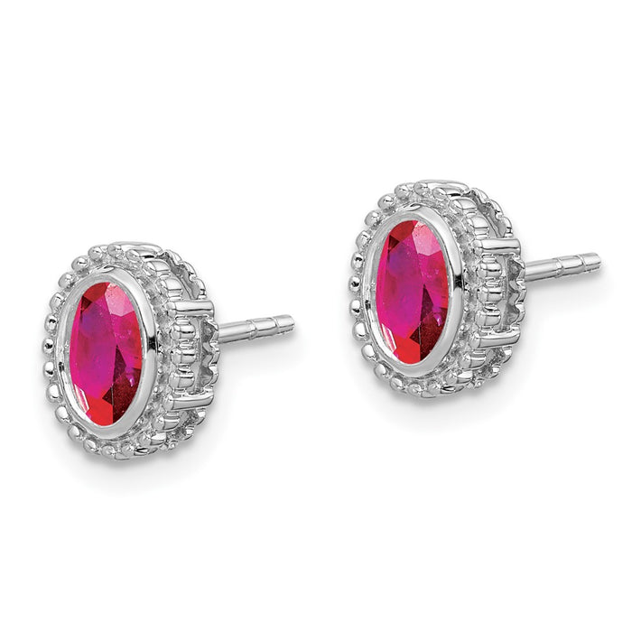 Buy Stylish 14K White Gold Oval Ruby Stud Earrings - 0.85mm, Luxury Value!-2