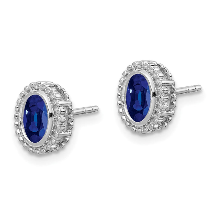 Shop Stylish 14K White Gold Oval Sapphire Stud Earrings - Affordable Luxury!-2