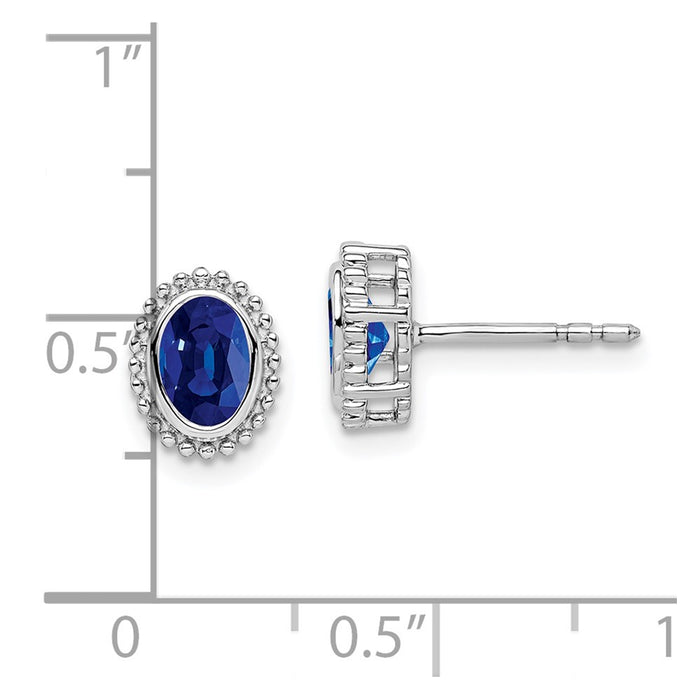 Shop Stylish 14K White Gold Oval Sapphire Stud Earrings - Affordable Luxury!-4