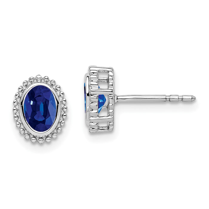 Shop Stylish 14K White Gold Oval Sapphire Stud Earrings - Affordable Luxury!-1