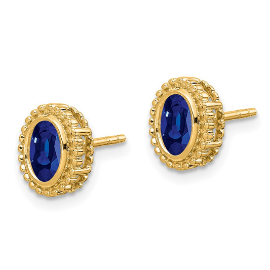 Shop Stylish 14K Gold Oval Sapphire Stud Earrings - Luxury & Quality Guaranteed