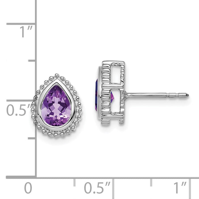 Shop Designer 14K White Gold Pear-Shaped Amethyst Stud Earrings - Stylish Value-4