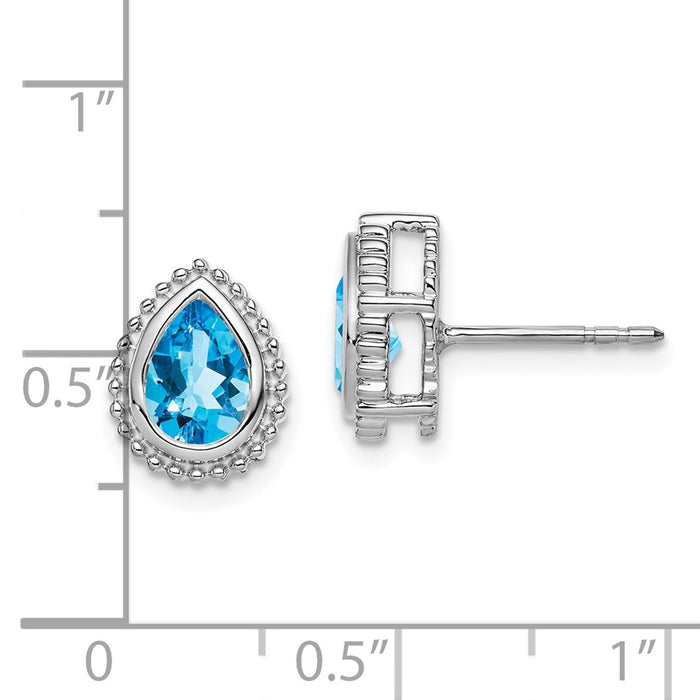 Buy Designer 14K White Gold Blue Topaz Pear-Shaped Stud Earrings - Stylish Value-4