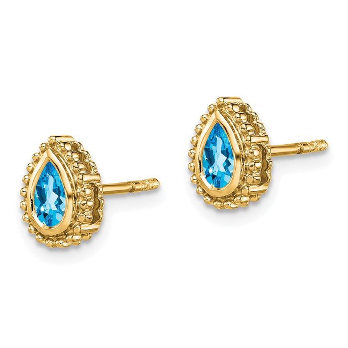 Shop Stylish 14K Gold Blue Topaz Stud Earrings | Affordable Luxury Design-2