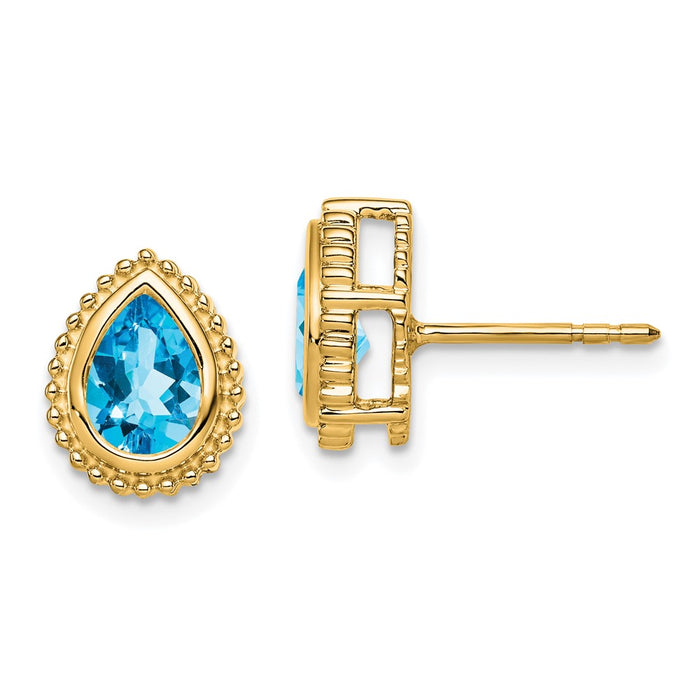 Shop Stylish 14K Gold Blue Topaz Stud Earrings | Affordable Luxury Design-1