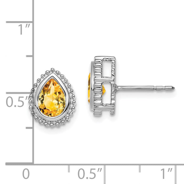Shop Exclusive 14K White Gold Pear-Shaped Citrine Stud Earrings - Luxury Value!-4
