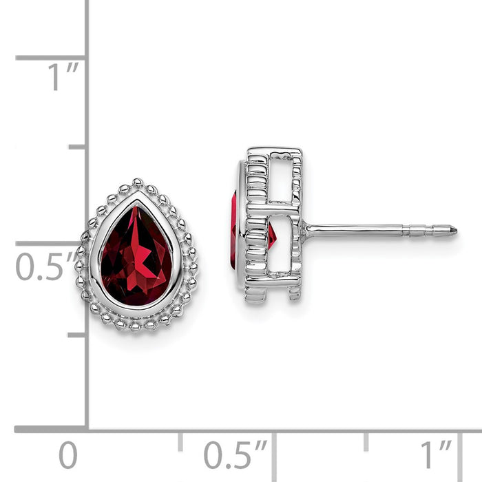 High-Quality 14K White Gold Pear-Shaped Garnet Stud Earrings - Stylish Value-4