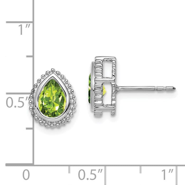 Shop 14K White Gold Pear-Shaped Peridot Stud Earrings - Stylish & Affordable!-4
