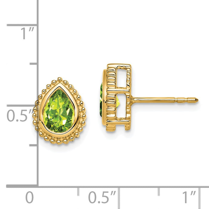 Buy Stylish 14K Gold Peridot Pear-Shaped Stud Earrings - Luxury Design-4