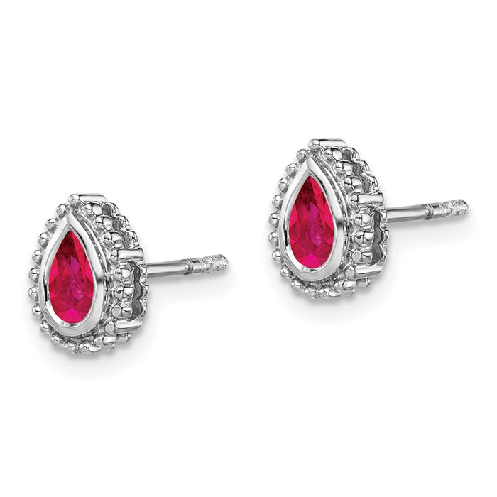 Buy Exclusive 14K White Gold Pear-Shaped Ruby Stud Earrings - Stylish Value!-2