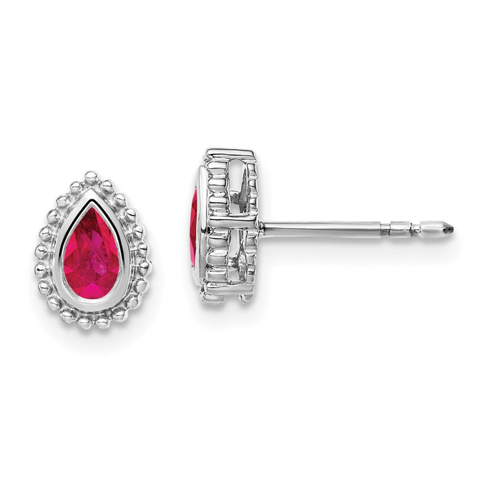 Buy Exclusive 14K White Gold Pear-Shaped Ruby Stud Earrings - Stylish Value!-1