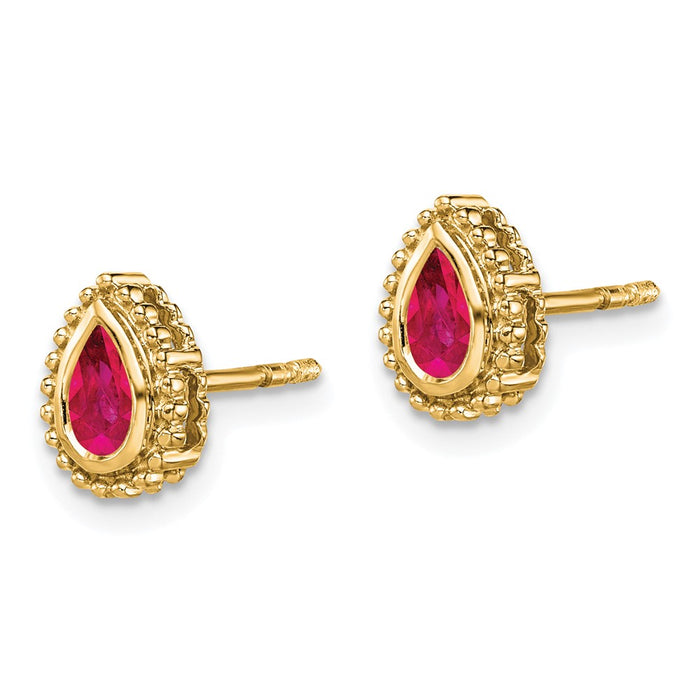 Buy Exclusive 14K Gold Ruby Pear-Shaped Stud Earrings - Stylish & Affordable!-2