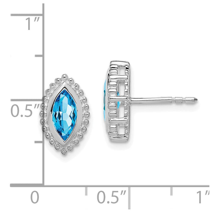 Exclusive 14K White Gold Marquise Blue Topaz Stud Earrings - Affordable Luxury-2