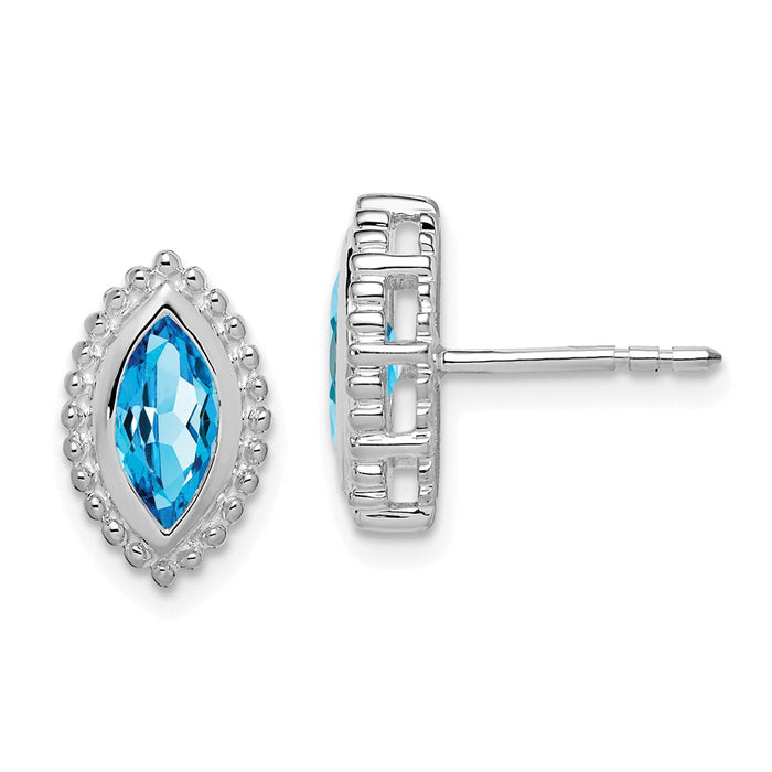 Exclusive 14K White Gold Marquise Blue Topaz Stud Earrings - Affordable Luxury-1