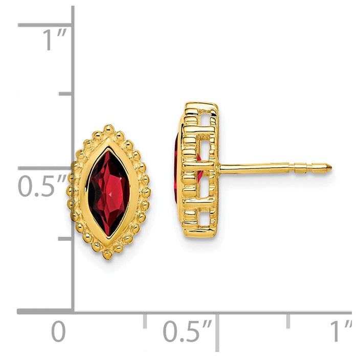 Shop Exclusive 14K Gold Marquise Garnet Stud Earrings - Stylish Luxury Value-4