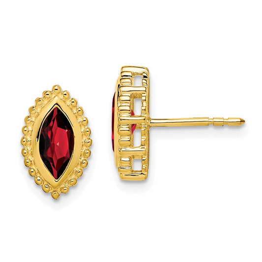 Shop Exclusive 14K Gold Marquise Garnet Stud Earrings - Stylish Luxury Value