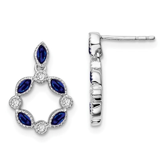 Shop Exclusive 14K White Gold Sapphire & Diamond Drop Earrings - Luxury Value