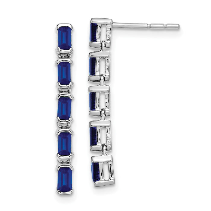 Exclusive 14K White Gold Five-Stone Sapphire Dangle Earrings - Stylish Luxury-1