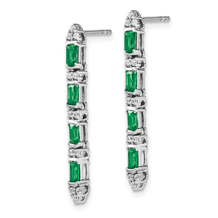Buy Exclusive 14K White Gold Emerald & Diamond Dangle Earrings - Stylish 1.2"-2