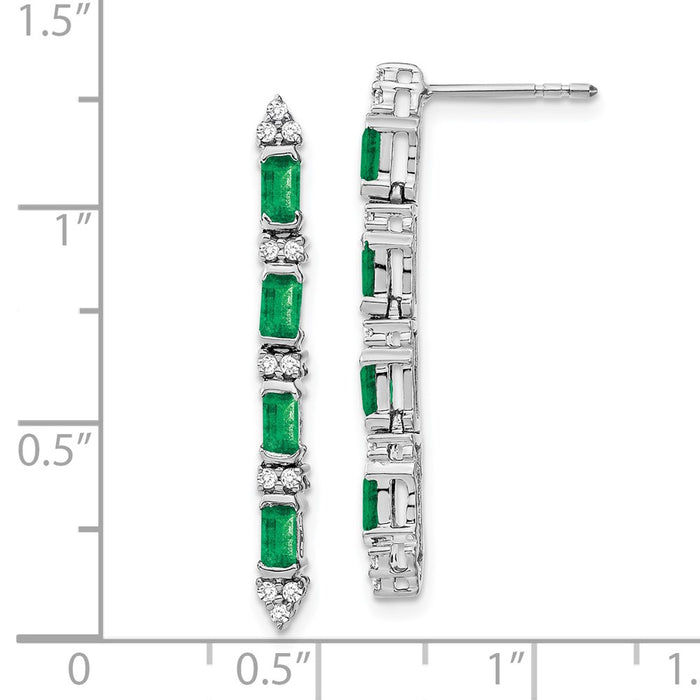 Buy Exclusive 14K White Gold Emerald & Diamond Dangle Earrings - Stylish 1.2"-4