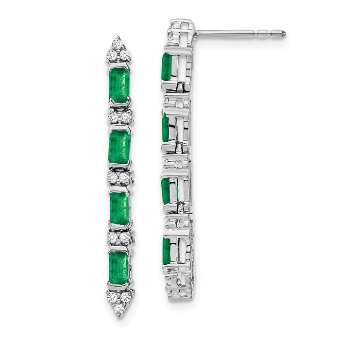 Buy Exclusive 14K White Gold Emerald & Diamond Dangle Earrings - Stylish 1.2"-1
