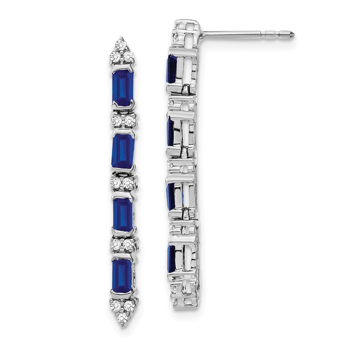 High-Quality 14K White Gold Dangle Earrings with Sapphire & Diamond Accents-1