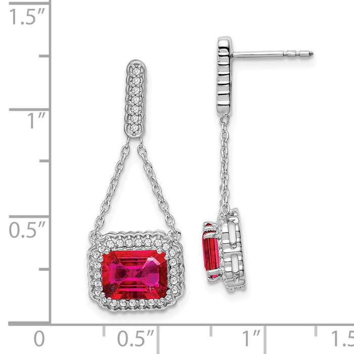 Buy Stylish 14K White Gold Ruby & Diamond Dangle Earrings - Luxury Design-4