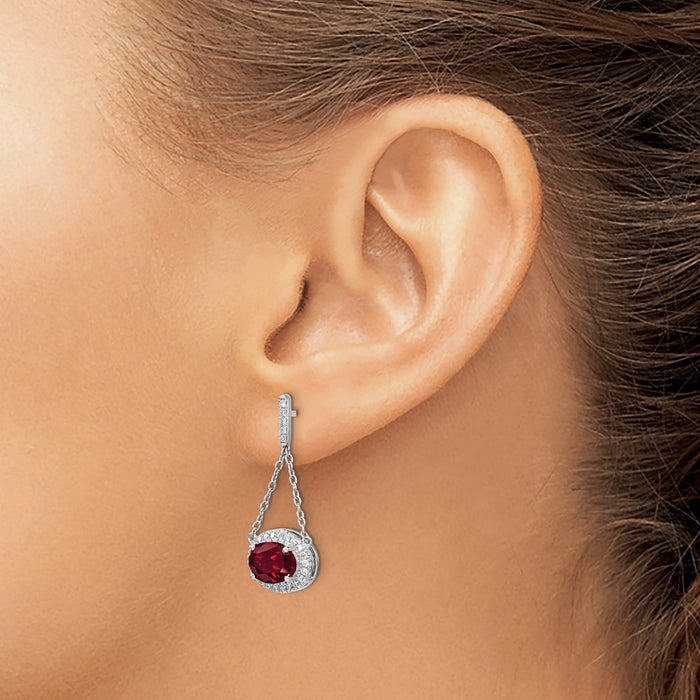 Buy Exclusive 14K White Gold Oval Ruby & Diamond Drop Earrings - Stylish Value!-3