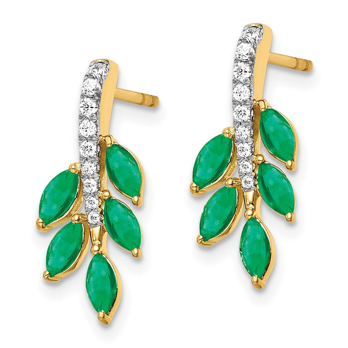 Buy Exclusive 14K Gold Emerald & Diamond Leaf Earrings - Stylish Design, Great Value-2