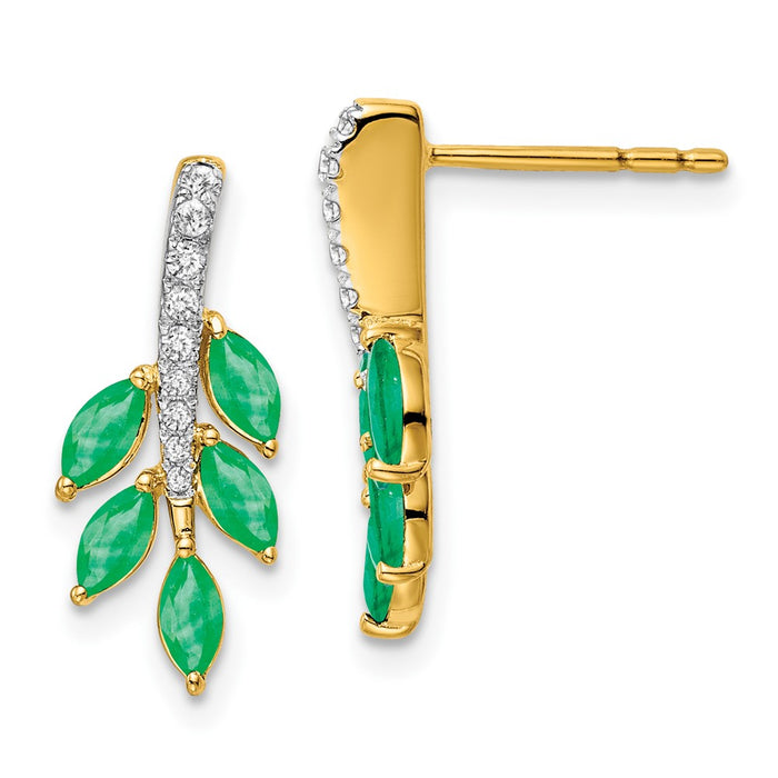 Buy Exclusive 14K Gold Emerald & Diamond Leaf Earrings - Stylish Design, Great Value-1