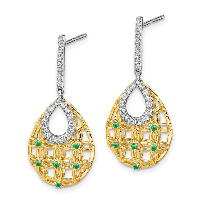 Shop Stylish 14K Gold Emerald & Diamond Drop Earrings - Luxury Value Offer!-2