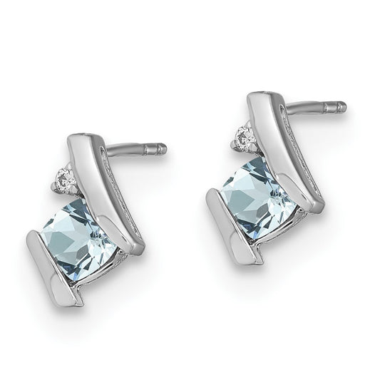 Shop Designer 14K White Gold Cushion-Cut Aquamarine & Diamond Earrings