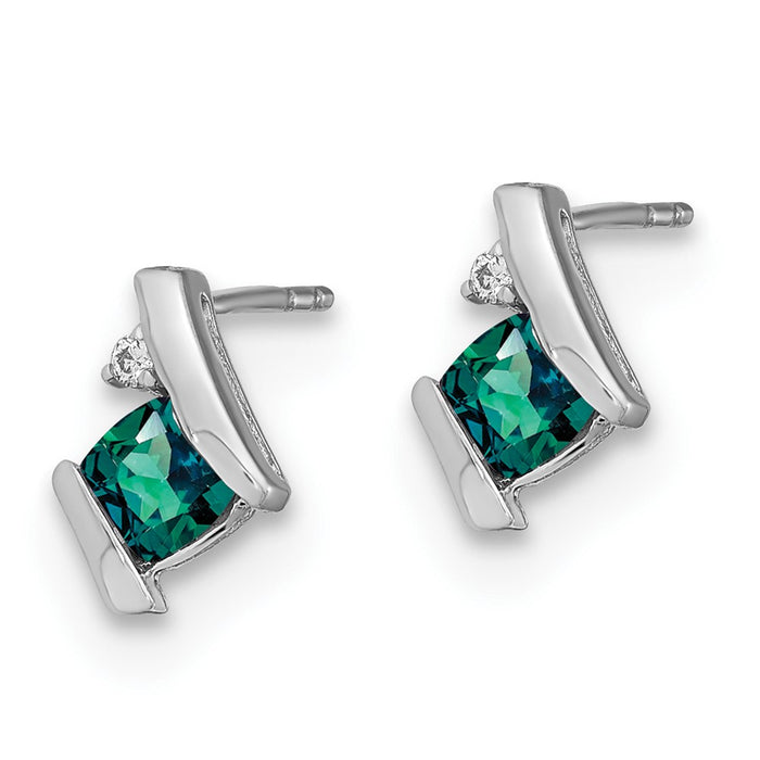 Buy Stylish 14K White Gold Cushion-Cut Alexandrite & Diamond Earrings - Luxury Value-2
